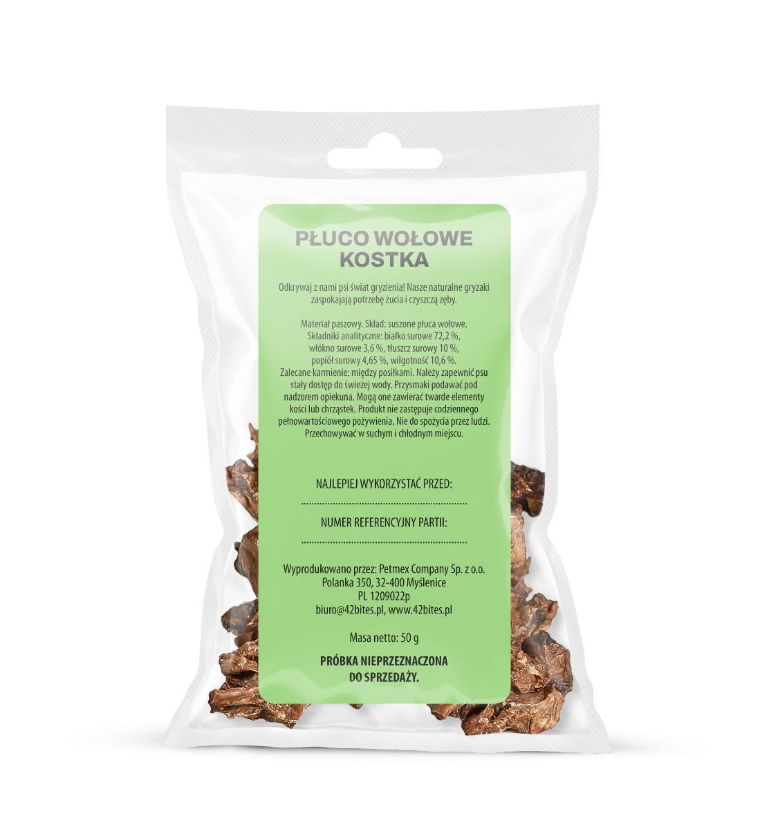 (Tester) Płuco wołowe kostka 50g - 42 Bites - Hover view