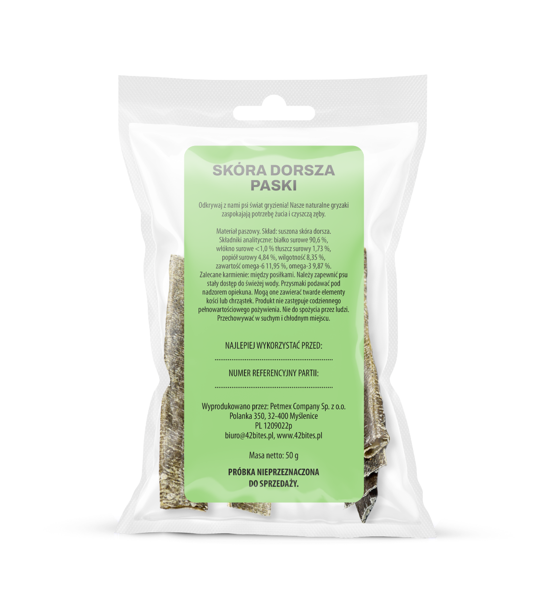 (Tester) Skóra dorsza paski 50g - 42 Bites - Hover view