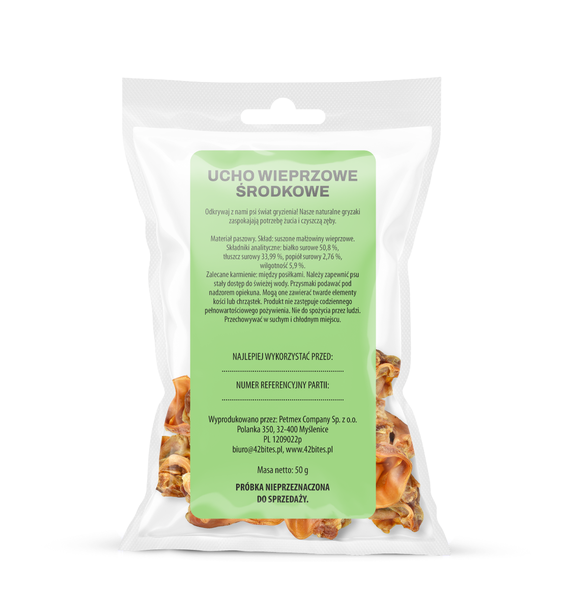 (Tester) Ucho wieprzowe środkowe 50g - 42 Bites - Hover view